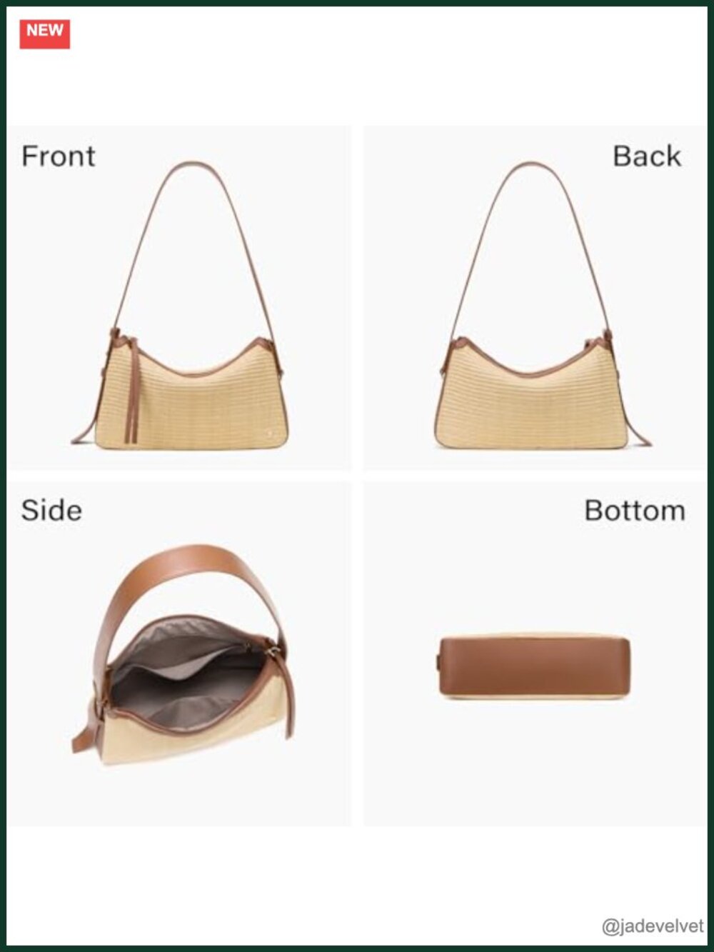 Summer Straw Shoulder Bag with Adjustable Wide Strap - Picture 5 of 5